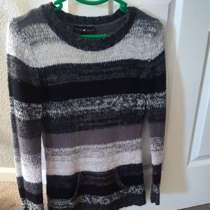 Striped Knit Sweater in Black and Gray